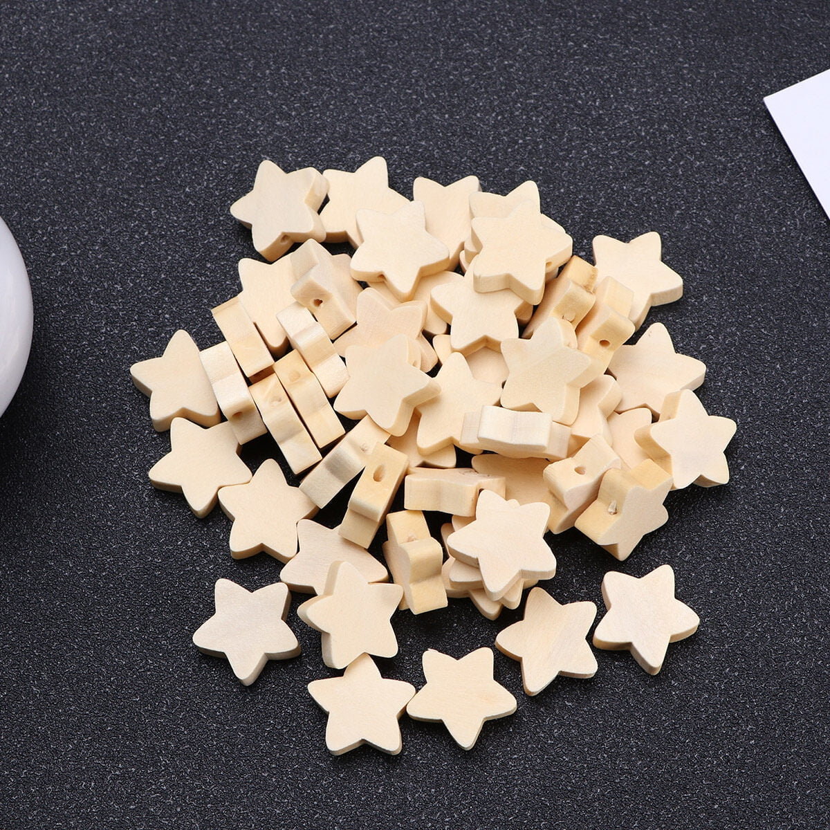 50Pcs Wooden Beads Lovely Five-Pointed Star Beads DIY Handmade Jewelry Accessories Wood Beads Craft Supplies