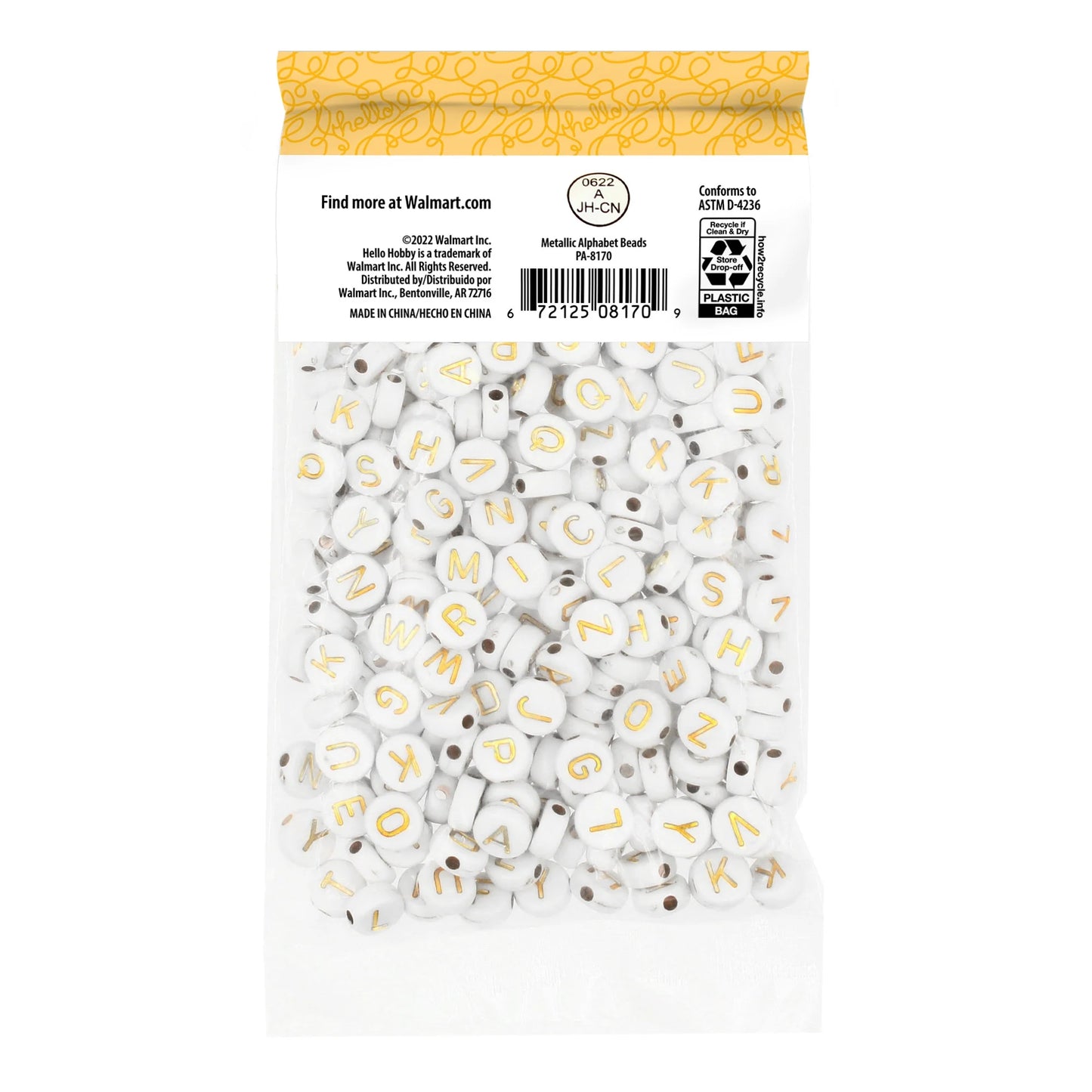300 White Plastic 9Mm Alphabet Beads for Unisex Children & Adults, Jewelry & Crafts, PA-8170