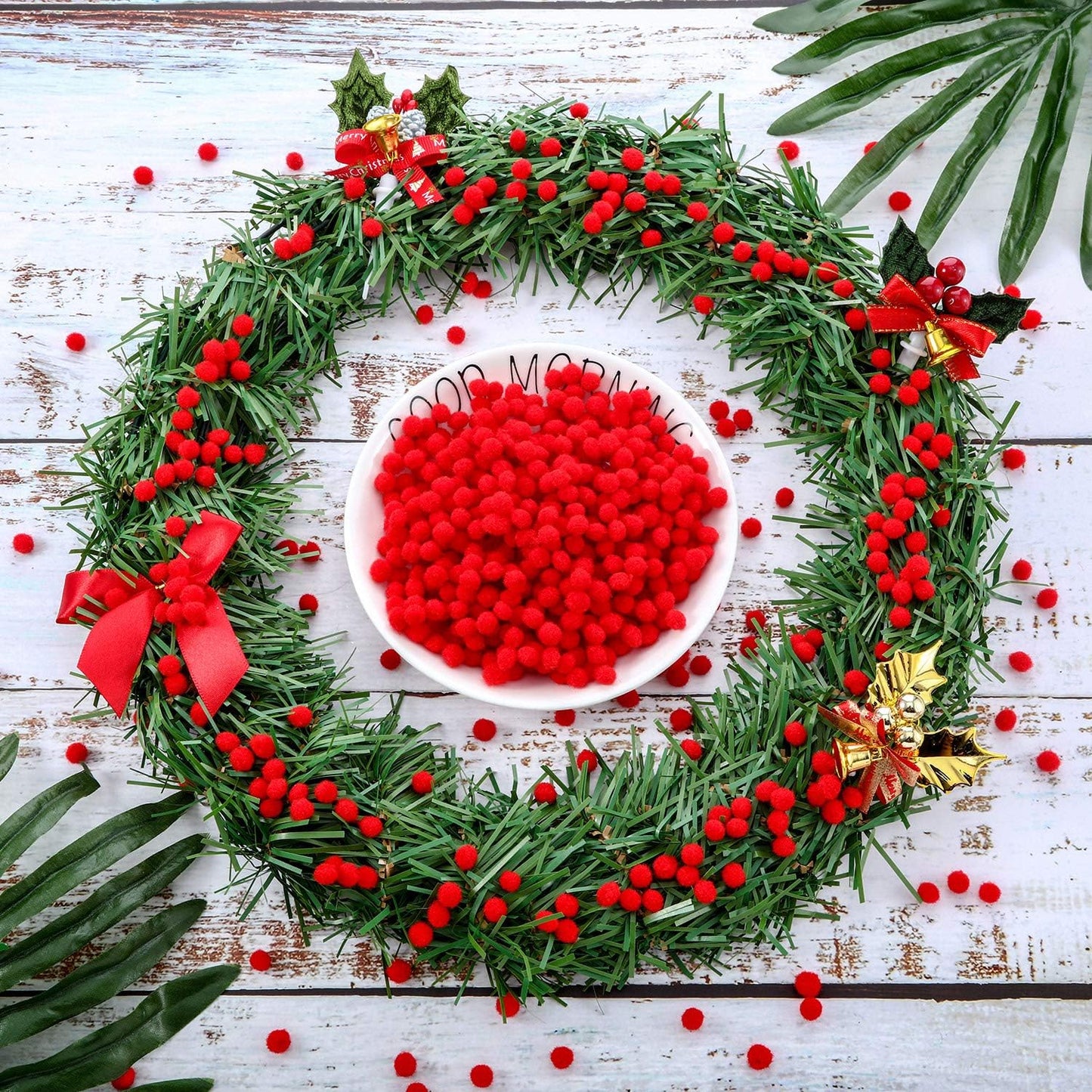 2000 Pieces 6 Mm Pom Poms Christmas for Craft Making, Christmas Holiday Costume Pom Balls Hobby Supplies and DIY Creative Crafts Decorations(Red)