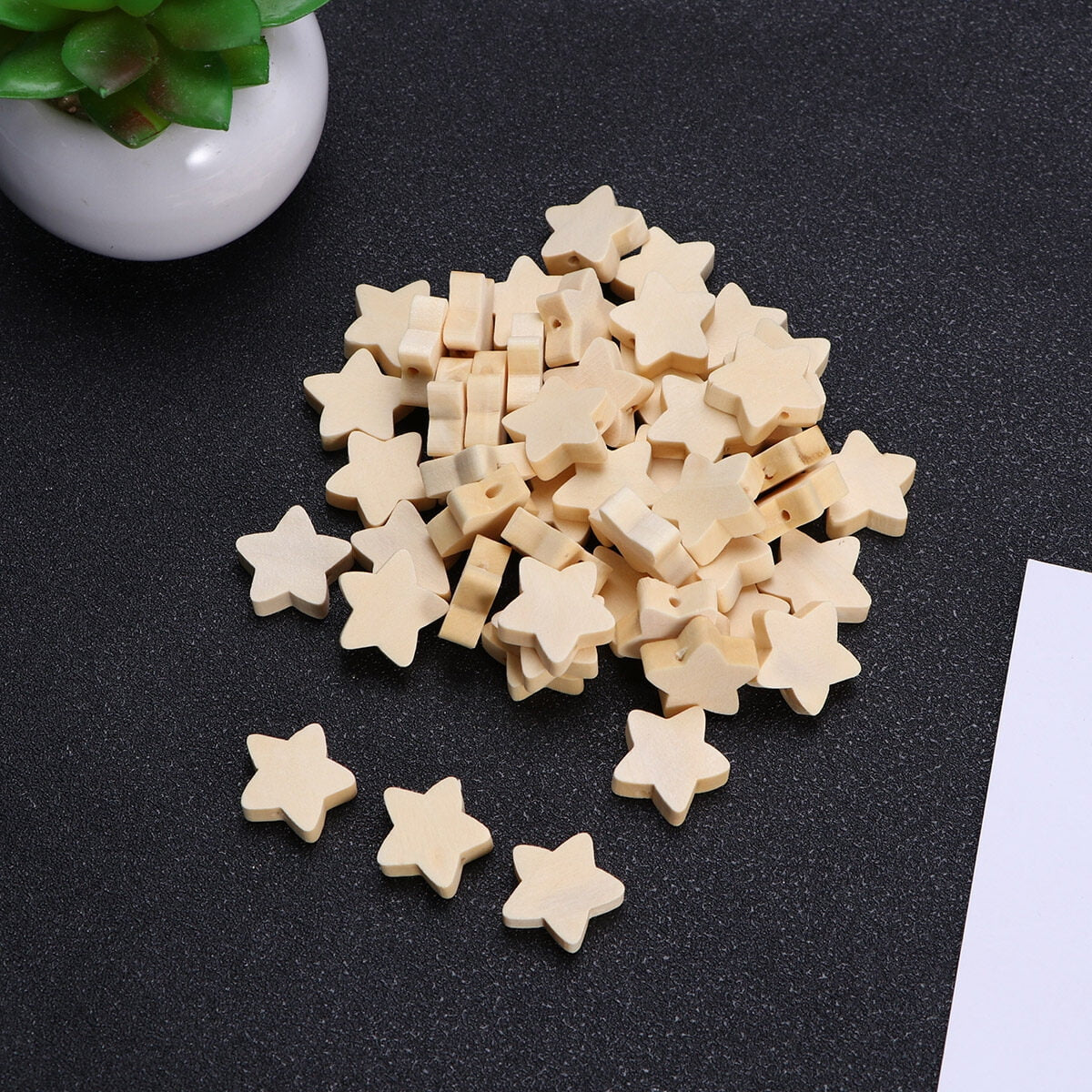 50Pcs Wooden Beads Lovely Five-Pointed Star Beads DIY Handmade Jewelry Accessories Wood Beads Craft Supplies