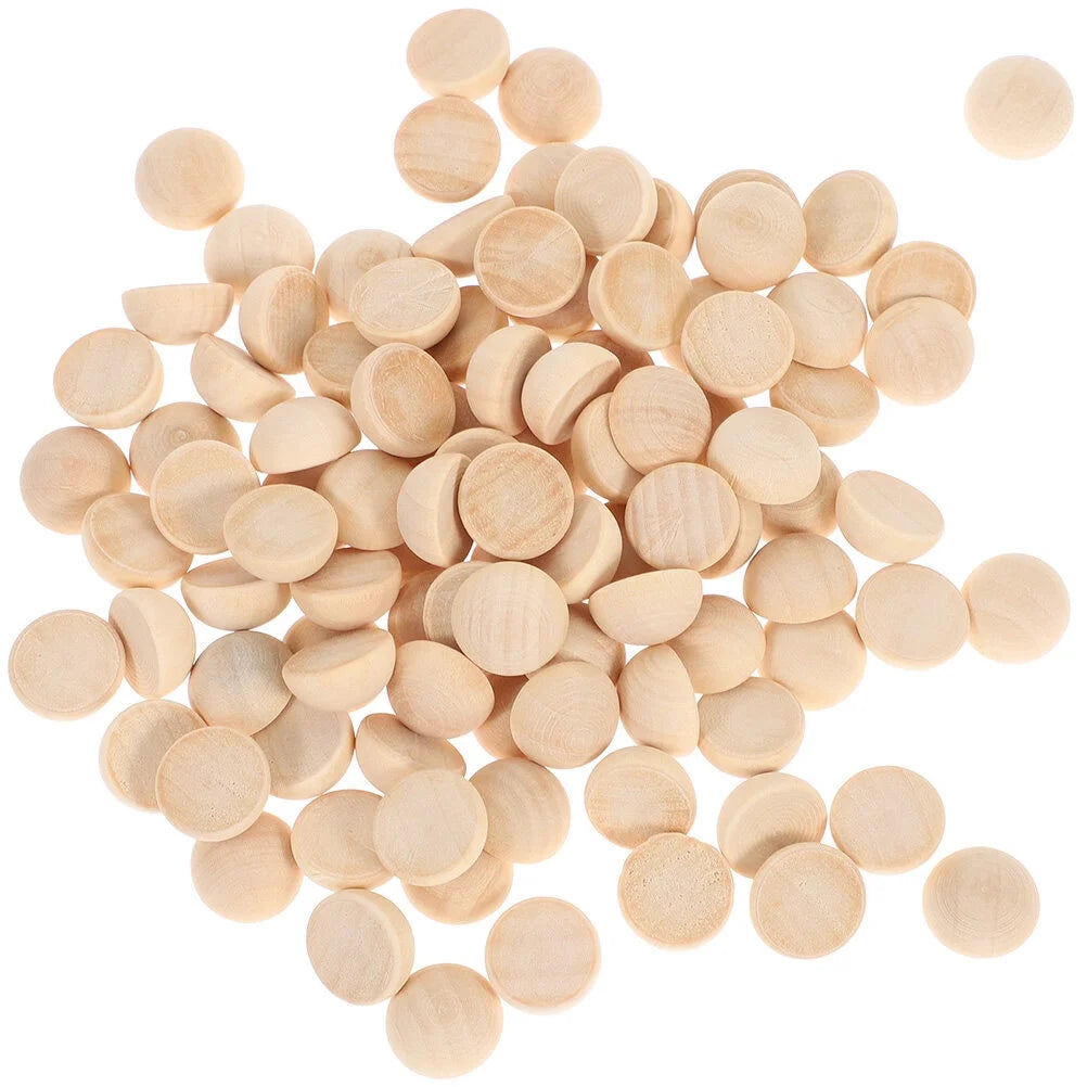 Half Wooden Beads for Crafts 120Pcs Unfinished Wood Beads DIY Crafts Supplies Half Wooden Beads for Crafts