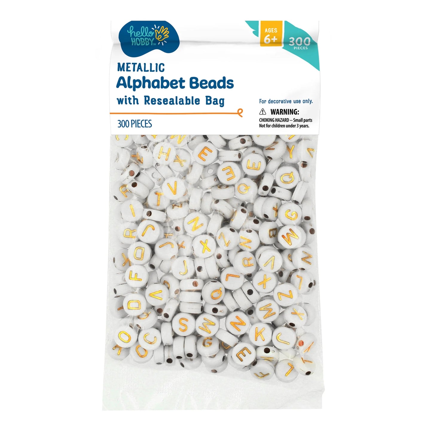 300 White Plastic 9Mm Alphabet Beads for Unisex Children & Adults, Jewelry & Crafts, PA-8170