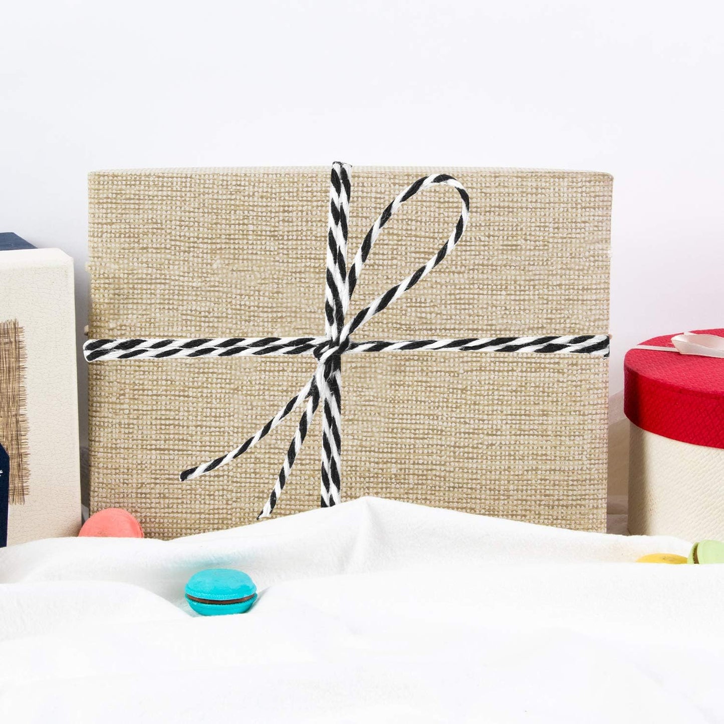 Christmas Cotton Bakers Twine Cord String 2 Mm Candy Rope Ribbon Twine for Party Decorations Gift Wrapping Arts Crafts 656 Feet,2 Rolls (Red+Green+White)