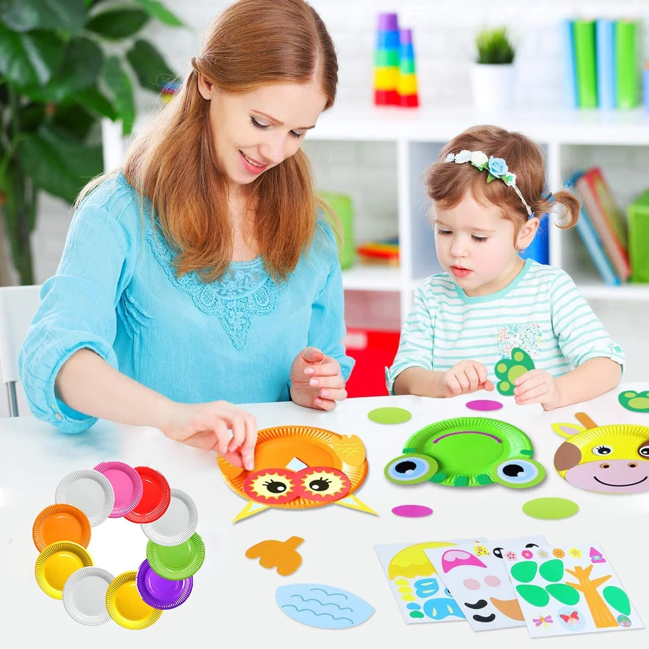 10Pcs Toddler Crafts Paper Plate Art Kit Arts and Crafts for Kids Boys Girls Preschool Easy Animal Plate Craft DIY Projects Supply Kit Creative Home Activity Craft Party Groups Gift