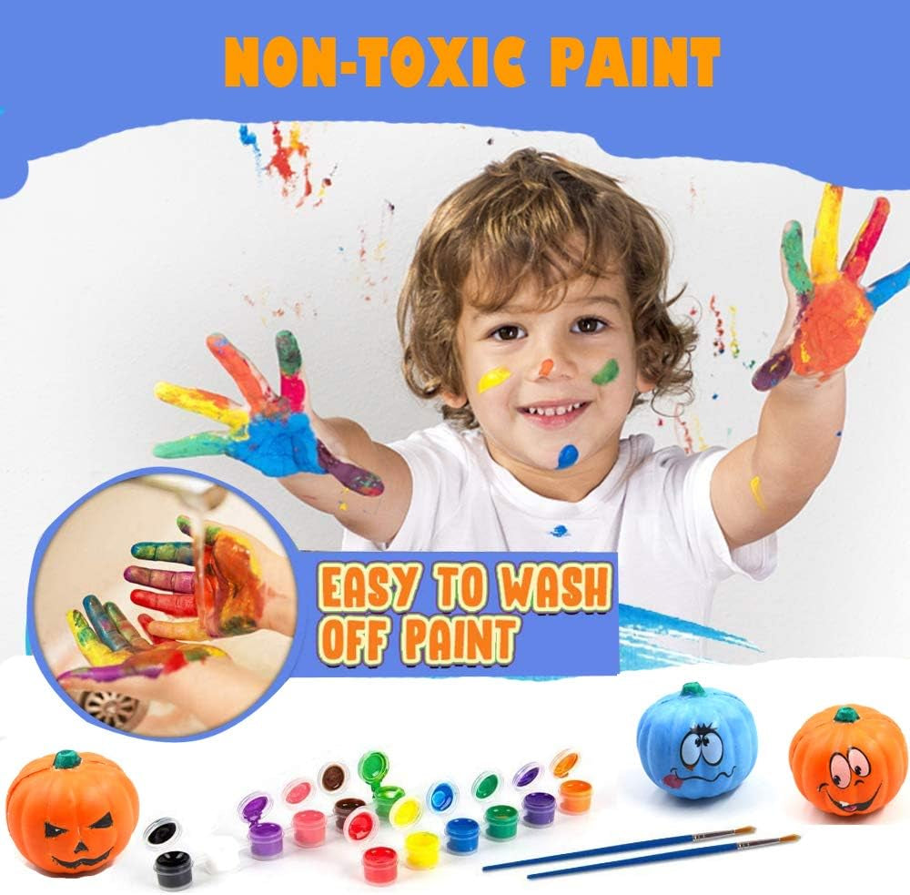 Paint Your Own Squishy Pumpkin 6 Pack - Slow Rising with Decorating Stickers Kids Crafts for Halloween Thanksgiving Party Favors
