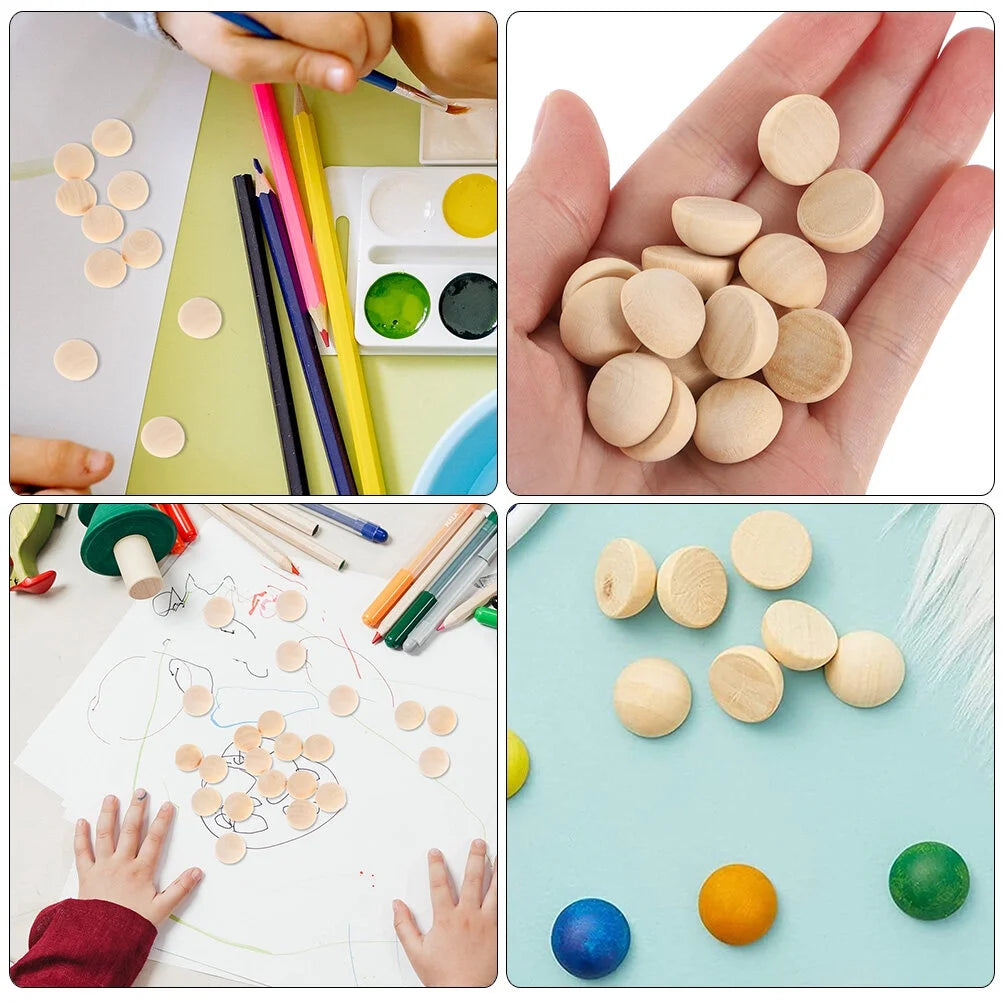 Half Wooden Beads for Crafts 120Pcs Unfinished Wood Beads DIY Crafts Supplies Half Wooden Beads for Crafts