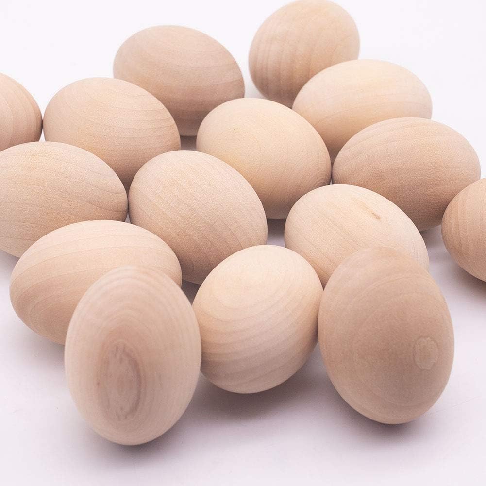 15Pcs Unpainted Wooden Fake Eggs