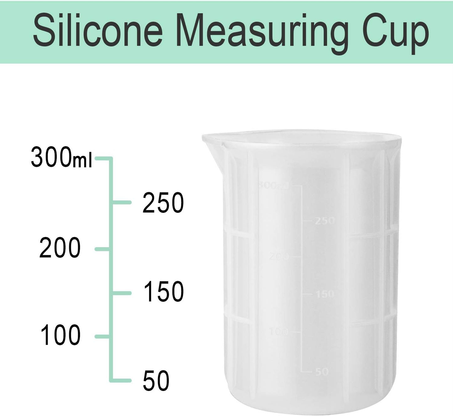 300Ml Mixing Cups for Epoxy Resin, 4PCS Extra Large Silicone Measuring Cups, Reusable, Durable Pour Tool for Casting Molds, Making Stain Jewelry & Cup, Acrylic Paint Pouring, DIY, Art, Craft
