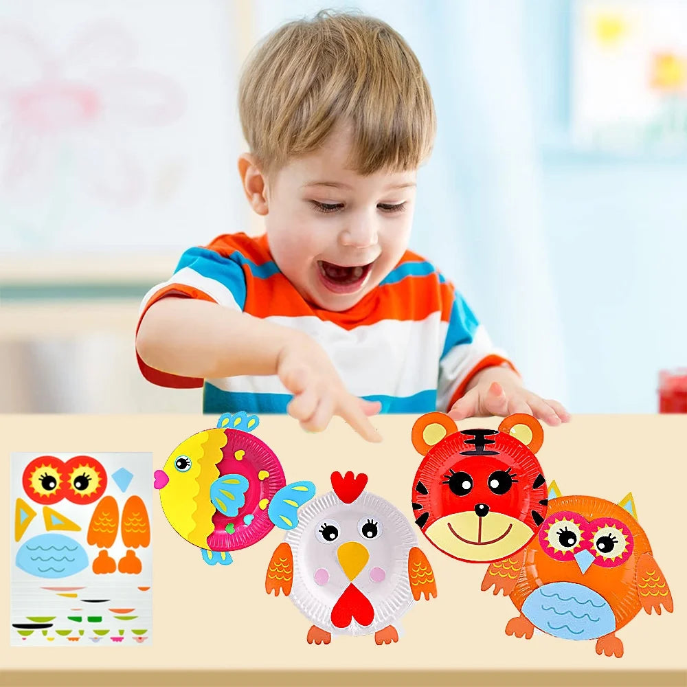 10Pcs Toddler Crafts Paper Plate Art Kit Arts and Crafts for Kids Boys Girls Preschool Easy Animal Plate Craft DIY Projects Supply Kit Creative Home Activity Craft Party Groups Gift