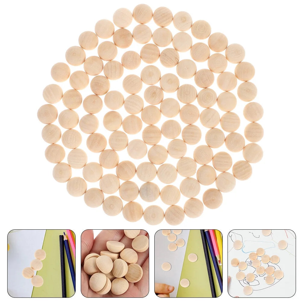 Half Wooden Beads for Crafts 120Pcs Unfinished Wood Beads DIY Crafts Supplies Half Wooden Beads for Crafts