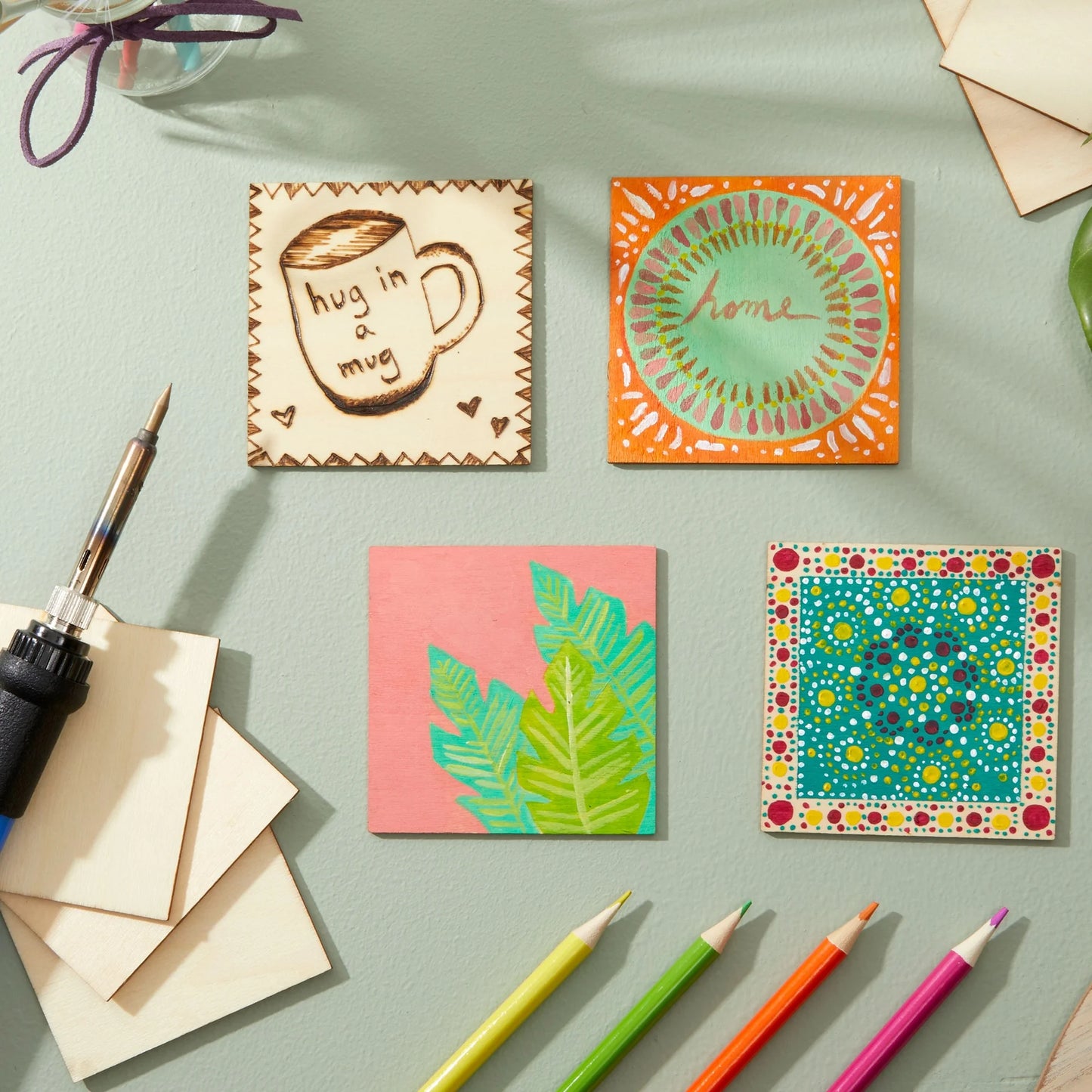 60 Pack Unfinished Wood Pieces 3X3 Inch, Blank Wooden Squares for Crafts, Cutout Tiles for DIY Coasters, Painting, Engraving
