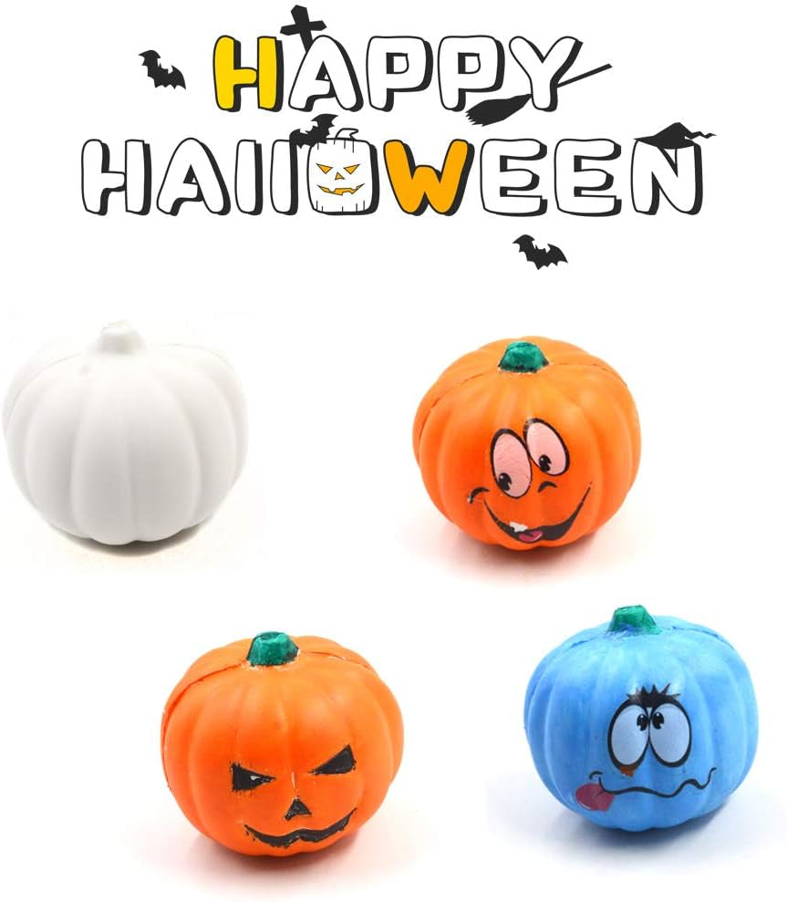 Paint Your Own Squishy Pumpkin 6 Pack - Slow Rising with Decorating Stickers Kids Crafts for Halloween Thanksgiving Party Favors