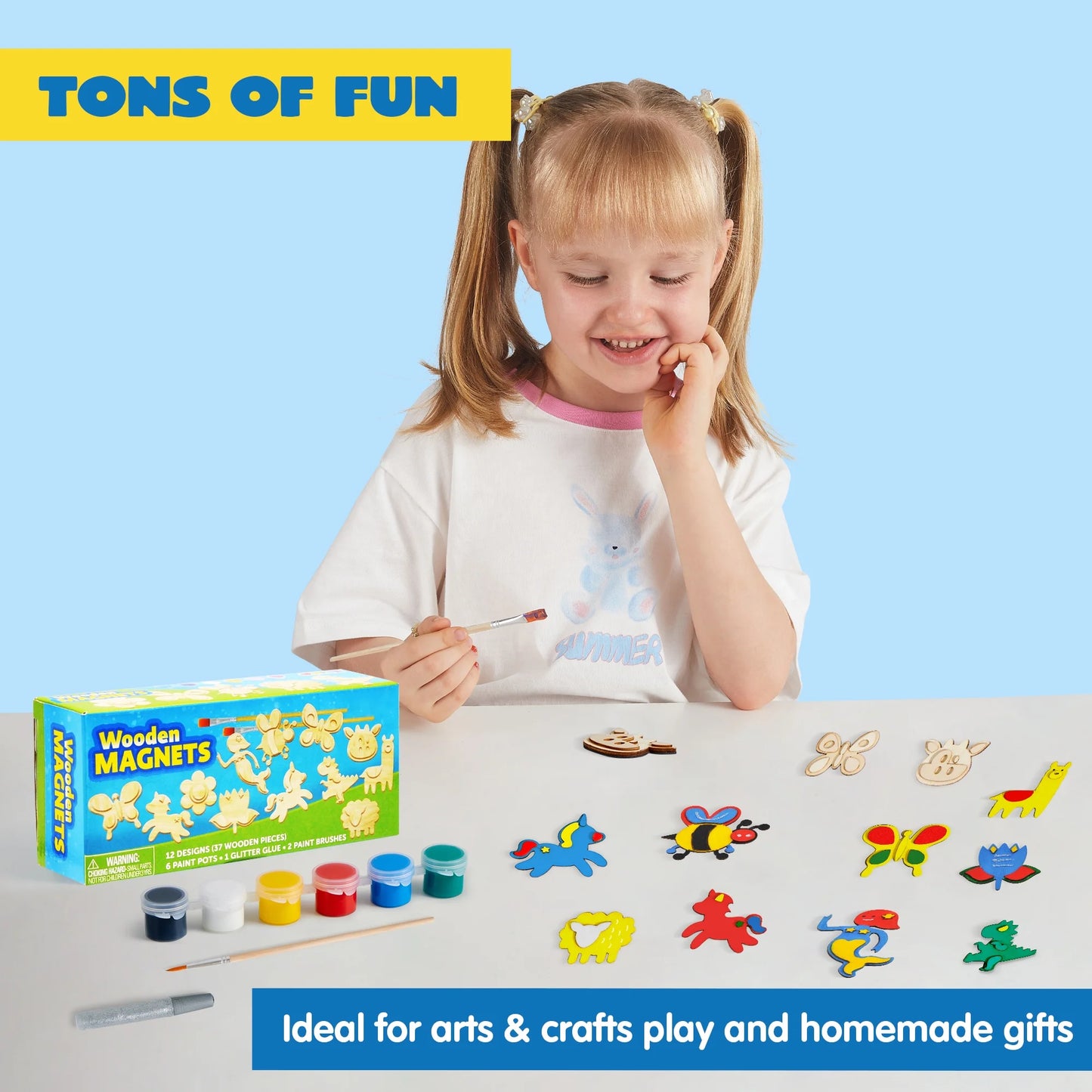 12Pcs Painting Kits for Kids, Spring Wood Paint Kit, Crafts Gift for Party Favors, Kids, Boys and Girls Ages 4+
