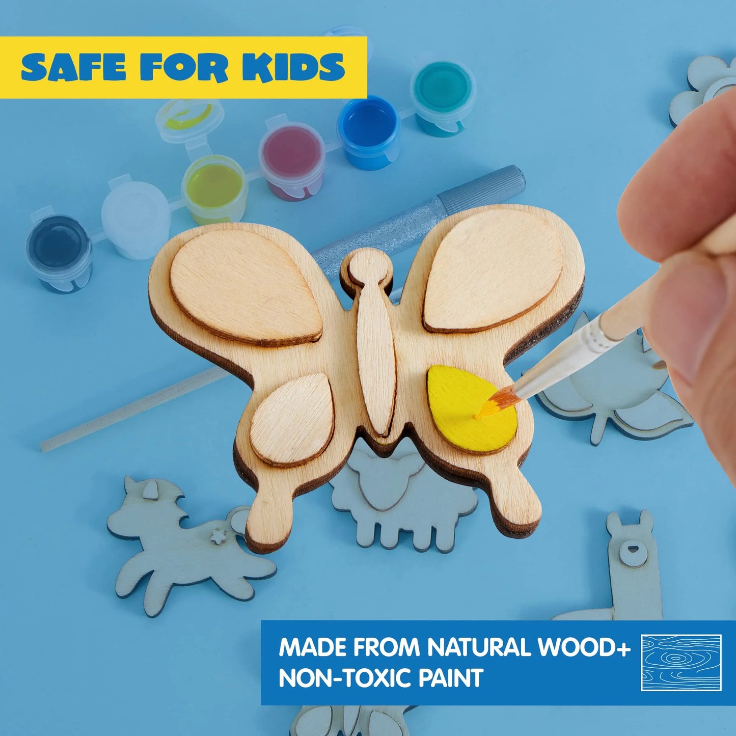 12Pcs Painting Kits for Kids, Spring Wood Paint Kit, Crafts Gift for Party Favors, Kids, Boys and Girls Ages 4+