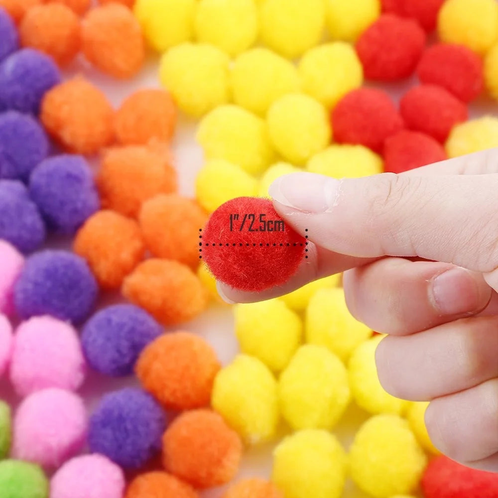 Clearance Caydo 100 Pieces 1 Inch Pom Poms for Hobby Supplies and DIY Creative Crafts