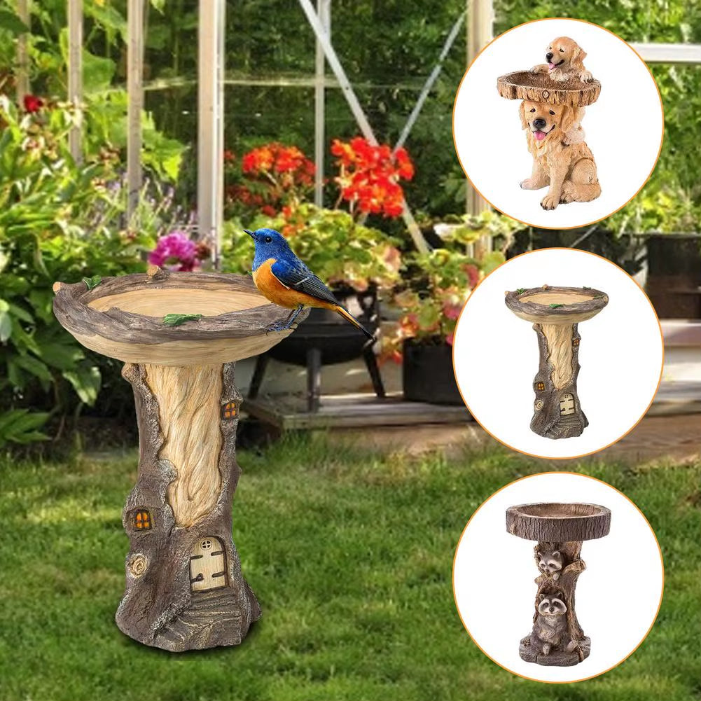 Outdoor Bird Bath Bowl Resin Pedestal Fountain Decoration for Yard Garden Planter Base Feeder Wonderful outside Decor Craft