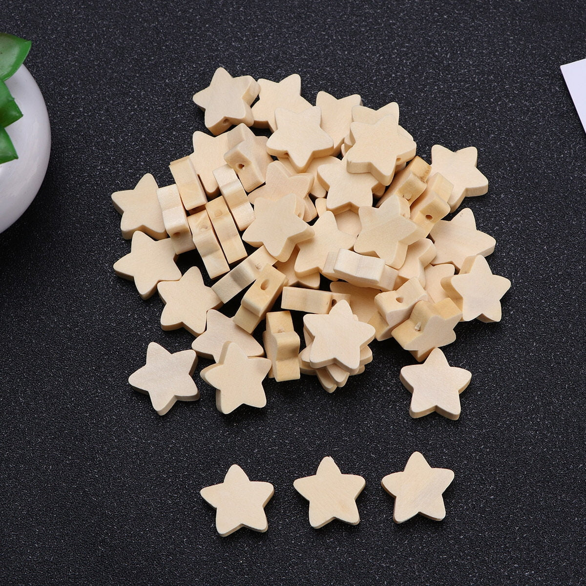 50Pcs Wooden Beads Lovely Five-Pointed Star Beads DIY Handmade Jewelry Accessories Wood Beads Craft Supplies