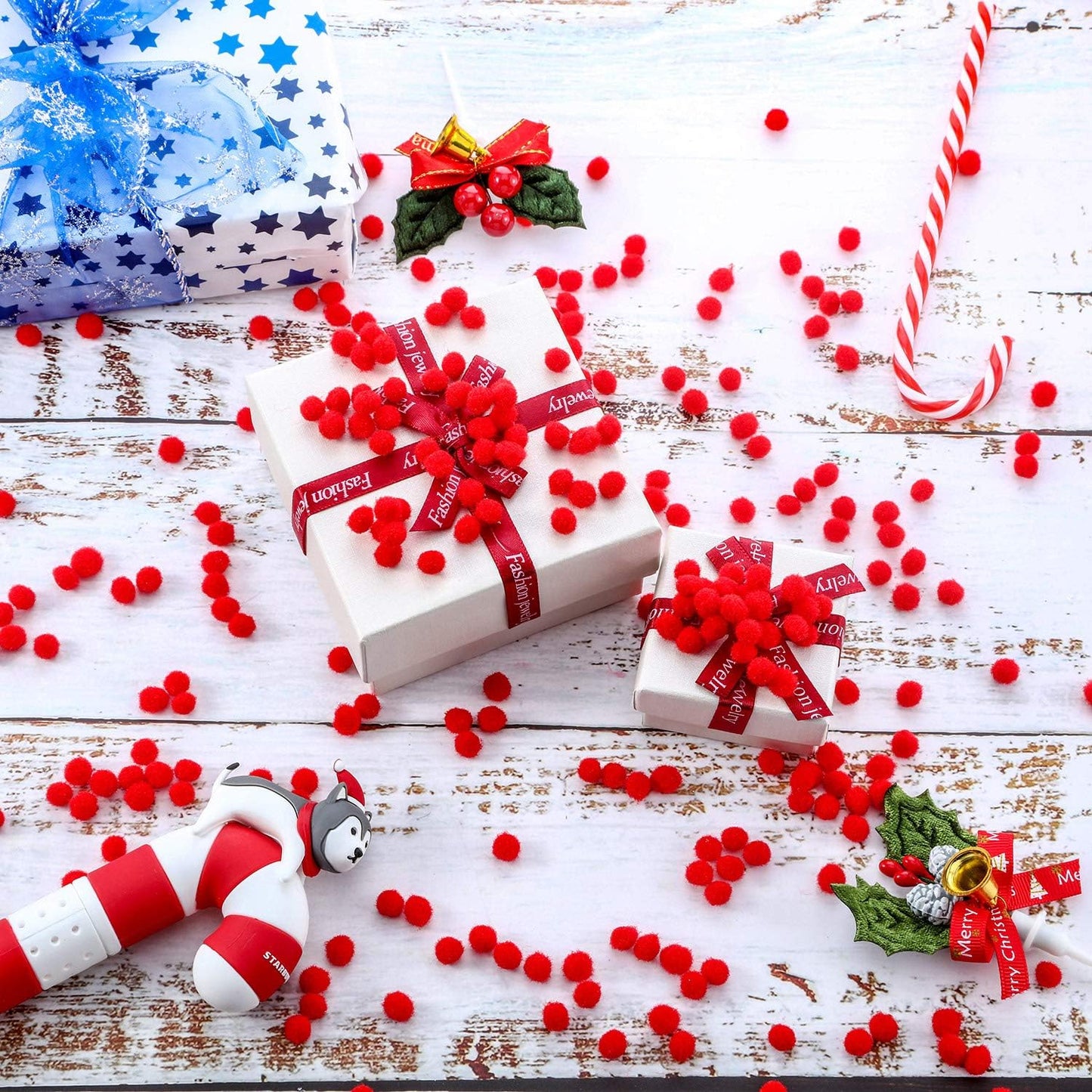 2000 Pieces 6 Mm Pom Poms Christmas for Craft Making, Christmas Holiday Costume Pom Balls Hobby Supplies and DIY Creative Crafts Decorations(Red)