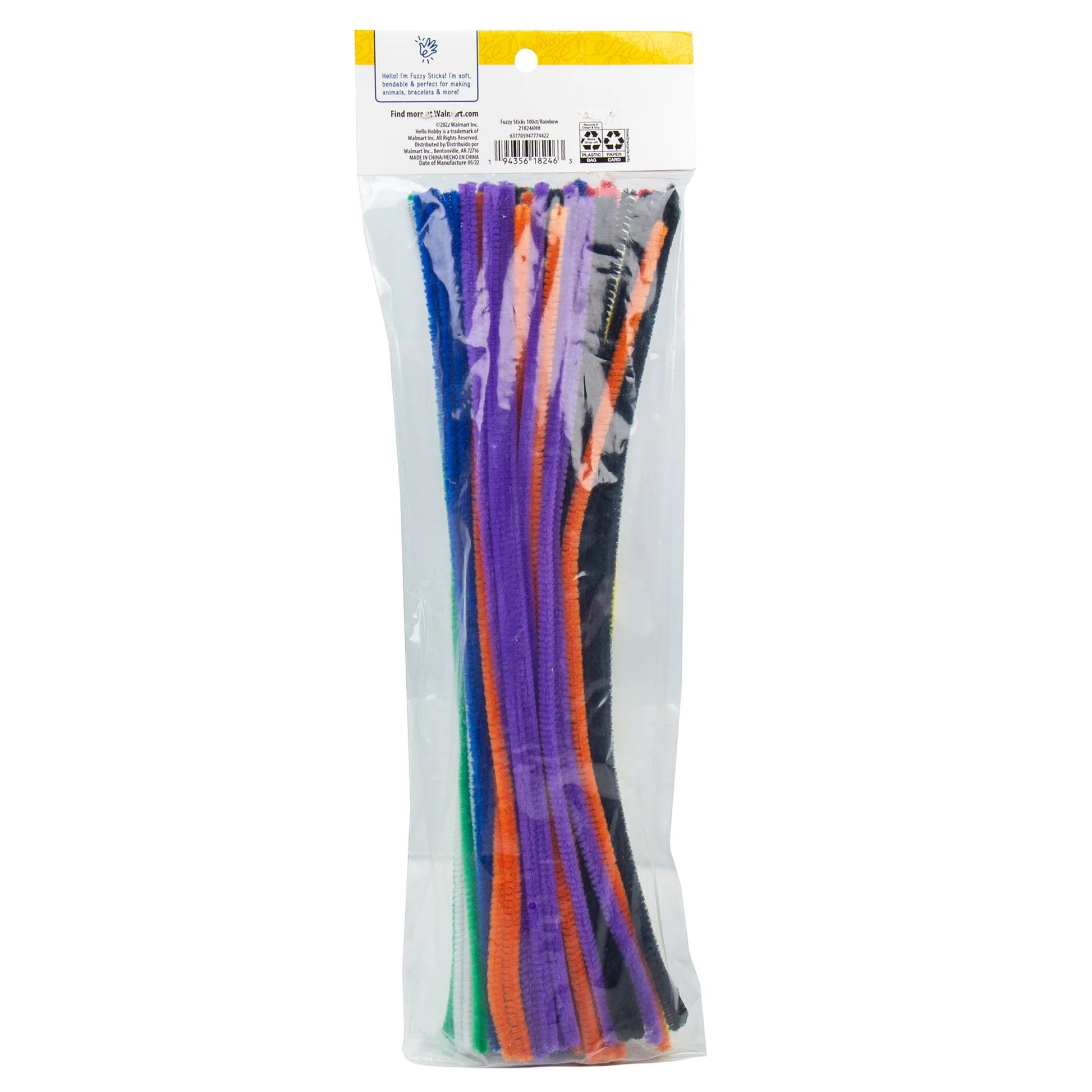 Rainbow Fuzzy Sticks, 100-Pack