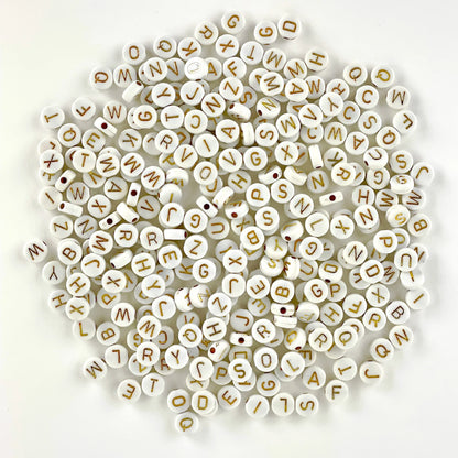 300 White Plastic 9Mm Alphabet Beads for Unisex Children & Adults, Jewelry & Crafts, PA-8170