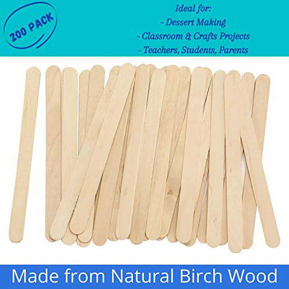 - Popsicle Stick, Craft Sticks, 4.5 Inch, 200 Pack, Wax Sticks, Popsicle Stick Crafts for Kids, Wood Sticks, Wooden Sticks for Crafts