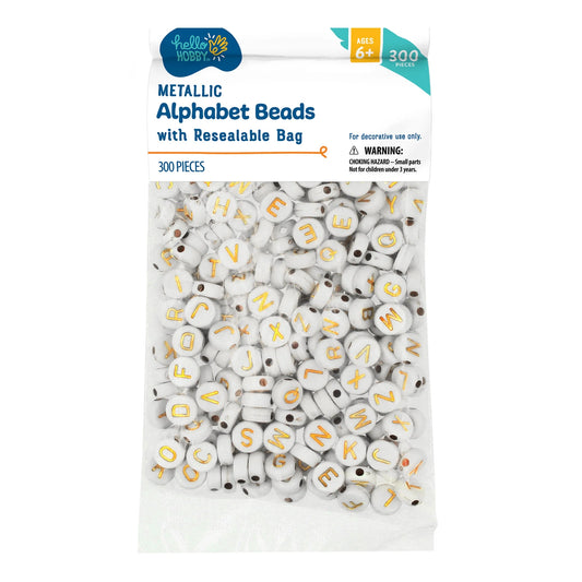 300 White Plastic 9Mm Alphabet Beads for Unisex Children & Adults, Jewelry & Crafts, PA-8170