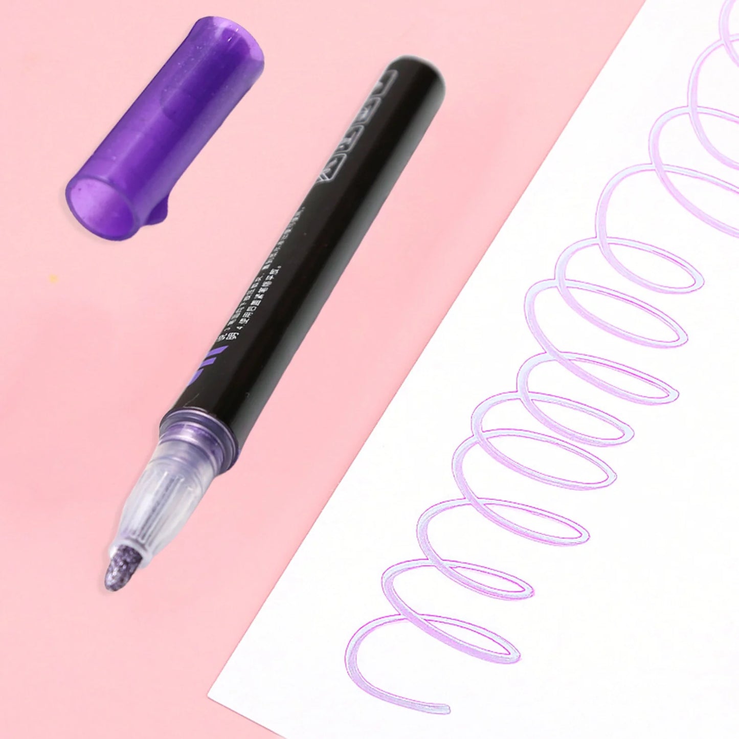 8/12/24Pcs Paint Pen Fluorescent DIY Craft Fade Resistant Outline Double Line Pen Flash Marker School Supplies Black Pl