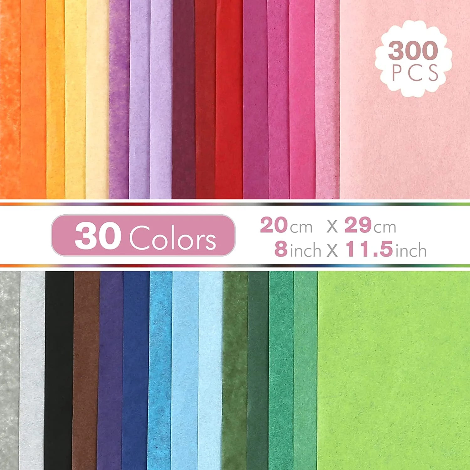 Rainbow Tissue Paper Bulk for Crafts,11.5"X 8" 300 Sheets 30 Colors Art Tissue for Holidays Christmas Halloween Gift Wrap DIY Flower Pom Pom