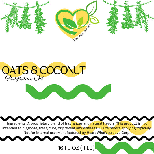 Oats & Coconut Fragrance Oil – 2X Concentrated for DIY Crafts 4/16 Oz Bottle