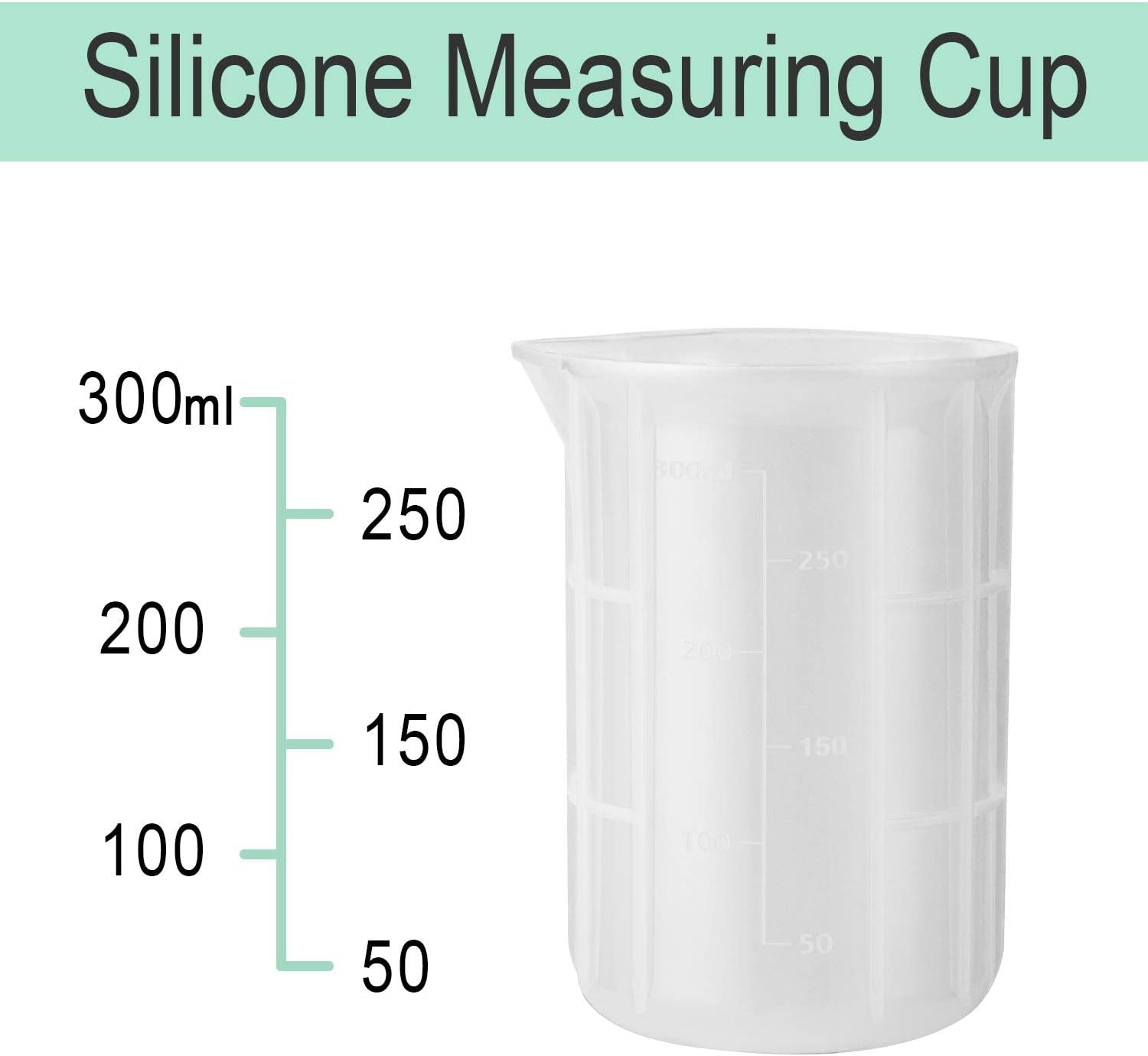 300Ml Mixing Cups for Epoxy Resin, 4PCS Extra Large Silicone Measuring Cups, Reusable, Durable Pour Tool for Casting Molds, Making Stain Jewelry & Cup, Acrylic Paint Pouring, DIY, Art, Craft