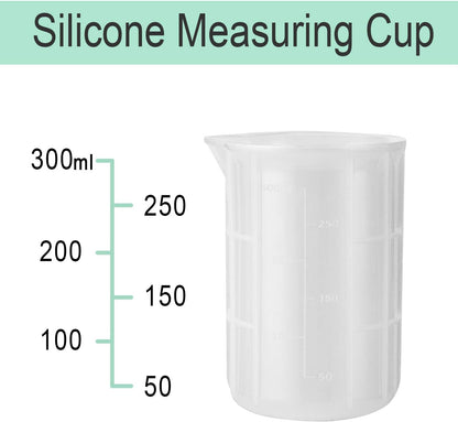 300Ml Mixing Cups for Epoxy Resin, 4PCS Extra Large Silicone Measuring Cups, Reusable, Durable Pour Tool for Casting Molds, Making Stain Jewelry & Cup, Acrylic Paint Pouring, DIY, Art, Craft