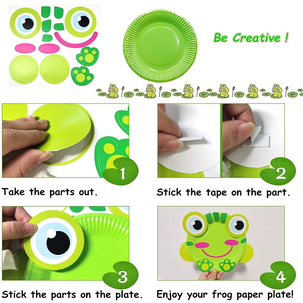 10Pcs Toddler Crafts Paper Plate Art Kit Arts and Crafts for Kids Boys Girls Preschool Easy Animal Plate Craft DIY Projects Supply Kit Creative Home Activity Craft Party Groups Gift