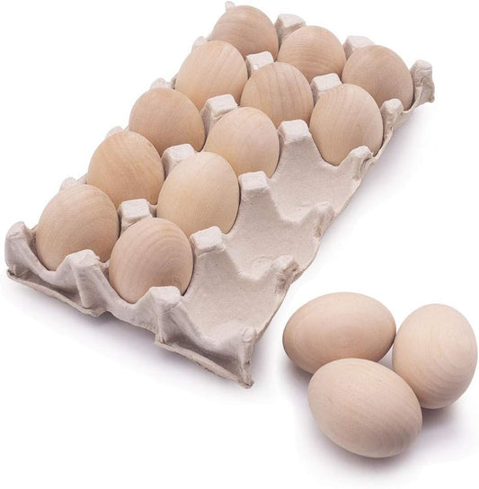 15Pcs Unpainted Wooden Fake Eggs