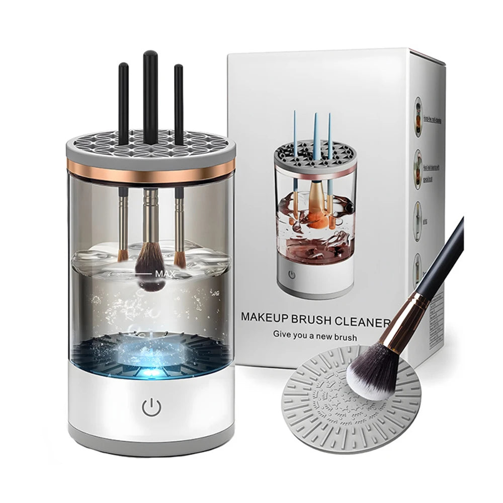 ZK30 3 in 1 Electric Makeup Brush Cleaner Automatic Spinner Brush Holder Stand Women Lazy Cleaning Brush Washer Quick Dry Tool