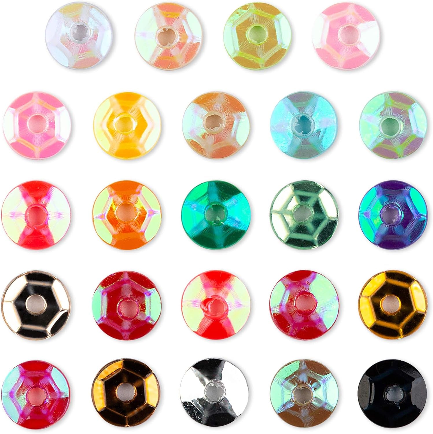 4Mm Loose Cup Sequins 24Colors 22000PCS Rainbow Sequin Bulk Iridescent Spangles Craft for Home Holiday DIY Arts Crafts