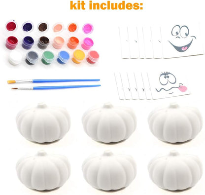 Paint Your Own Squishy Pumpkin 6 Pack - Slow Rising with Decorating Stickers Kids Crafts for Halloween Thanksgiving Party Favors
