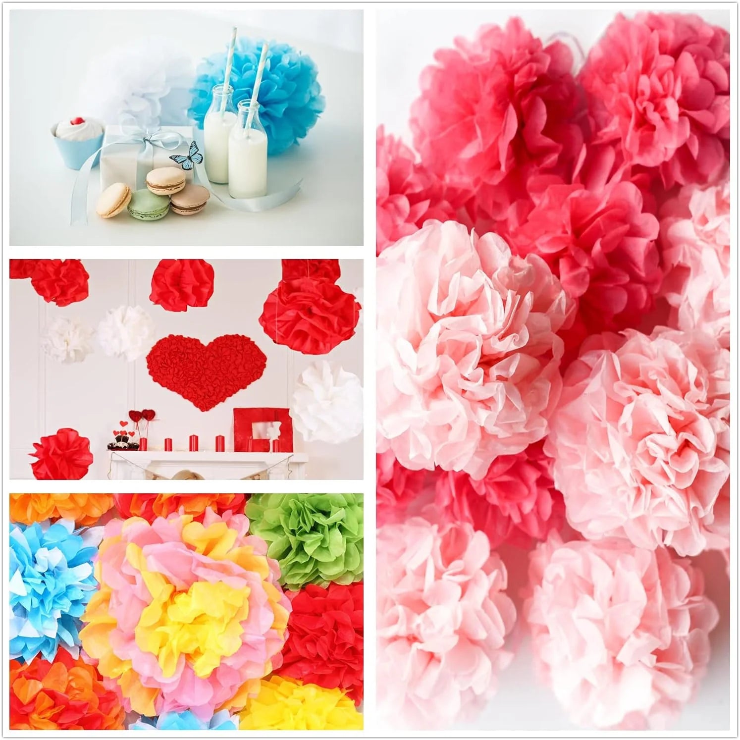 Rainbow Tissue Paper Bulk for Crafts,11.5"X 8" 300 Sheets 30 Colors Art Tissue for Holidays Christmas Halloween Gift Wrap DIY Flower Pom Pom