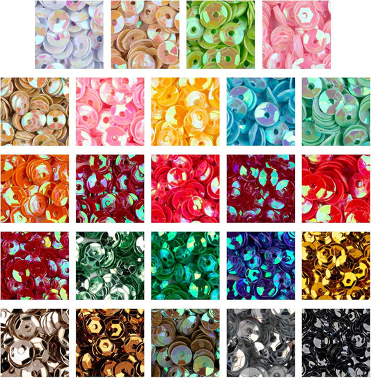 4Mm Loose Cup Sequins 24Colors 22000PCS Rainbow Sequin Bulk Iridescent Spangles Craft for Home Holiday DIY Arts Crafts