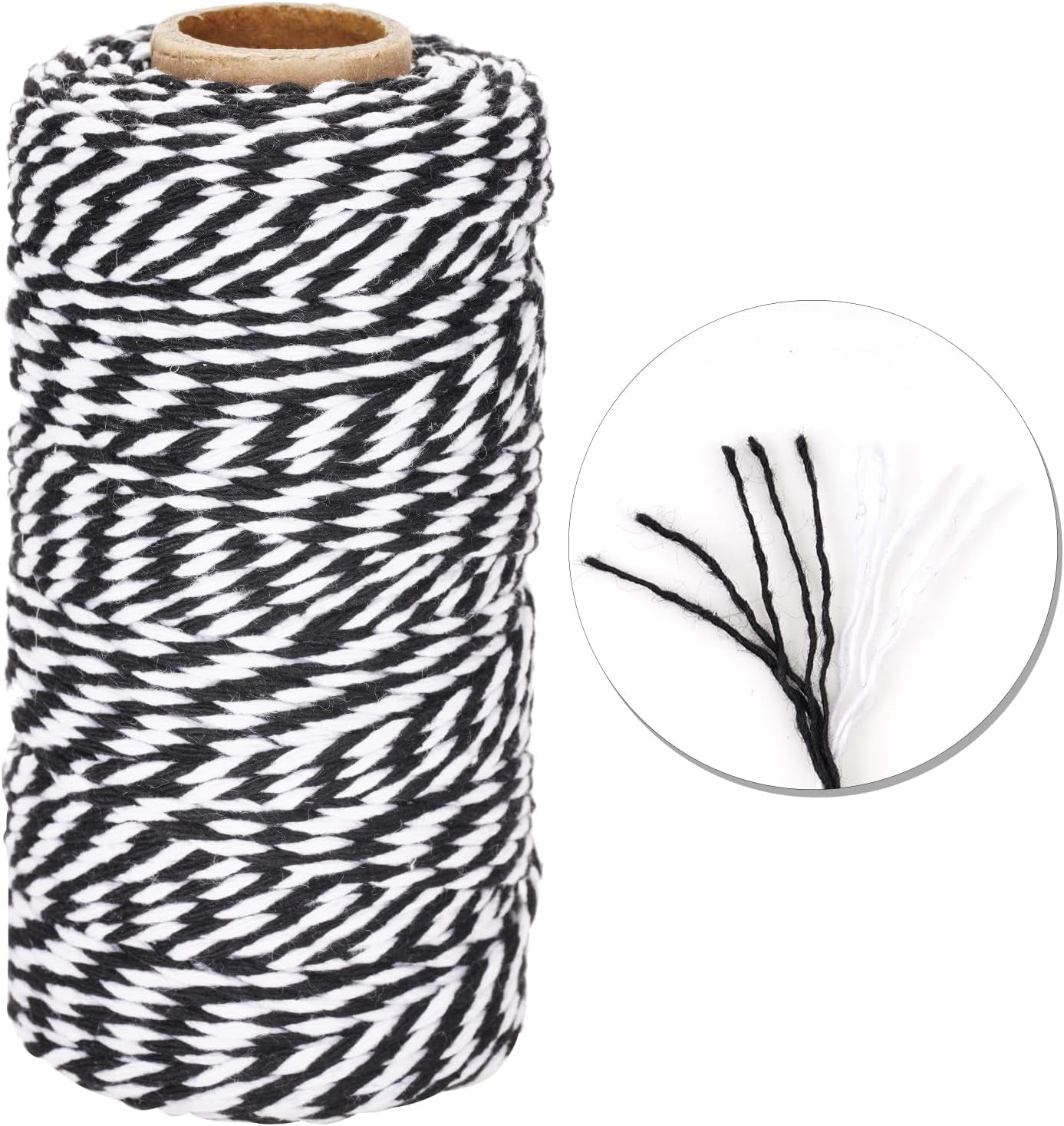 Black and White Twine String, 328 Feet Christmas Bakers Twine String, 2MM Heavy Duty Packing String for DIY Crafts, Christmas Decoration, Gift Wrapping, Craft Wrapping