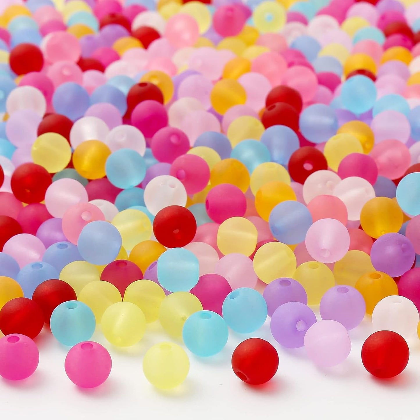 700Pcs Color Beads Frosted Acrylic Color Beads Matte Beads Loose round Bead for Jewelry Making (8Mm)
