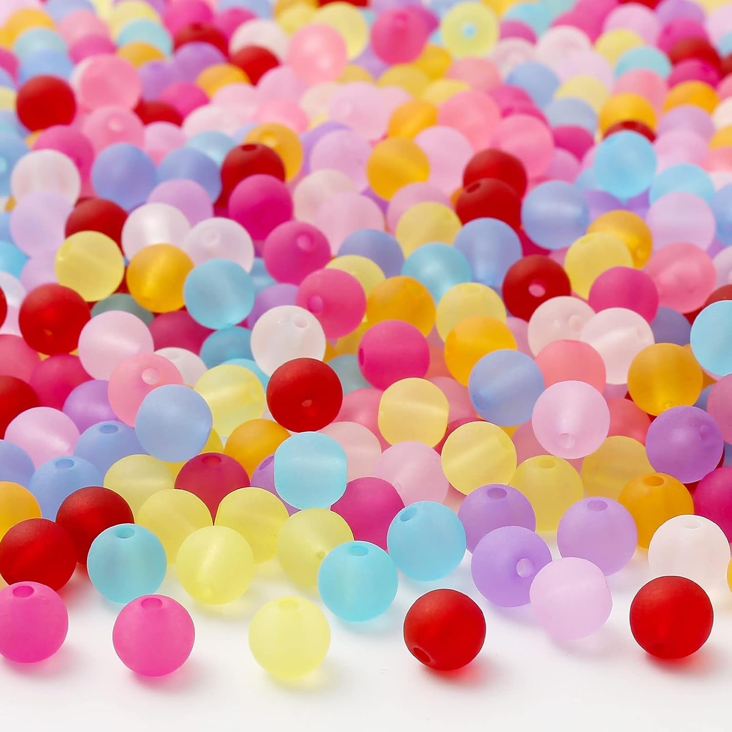 700Pcs Color Beads Frosted Acrylic Color Beads Matte Beads Loose round Bead for Jewelry Making (8Mm)