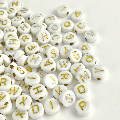 300 White Plastic 9Mm Alphabet Beads for Unisex Children & Adults, Jewelry & Crafts, PA-8170