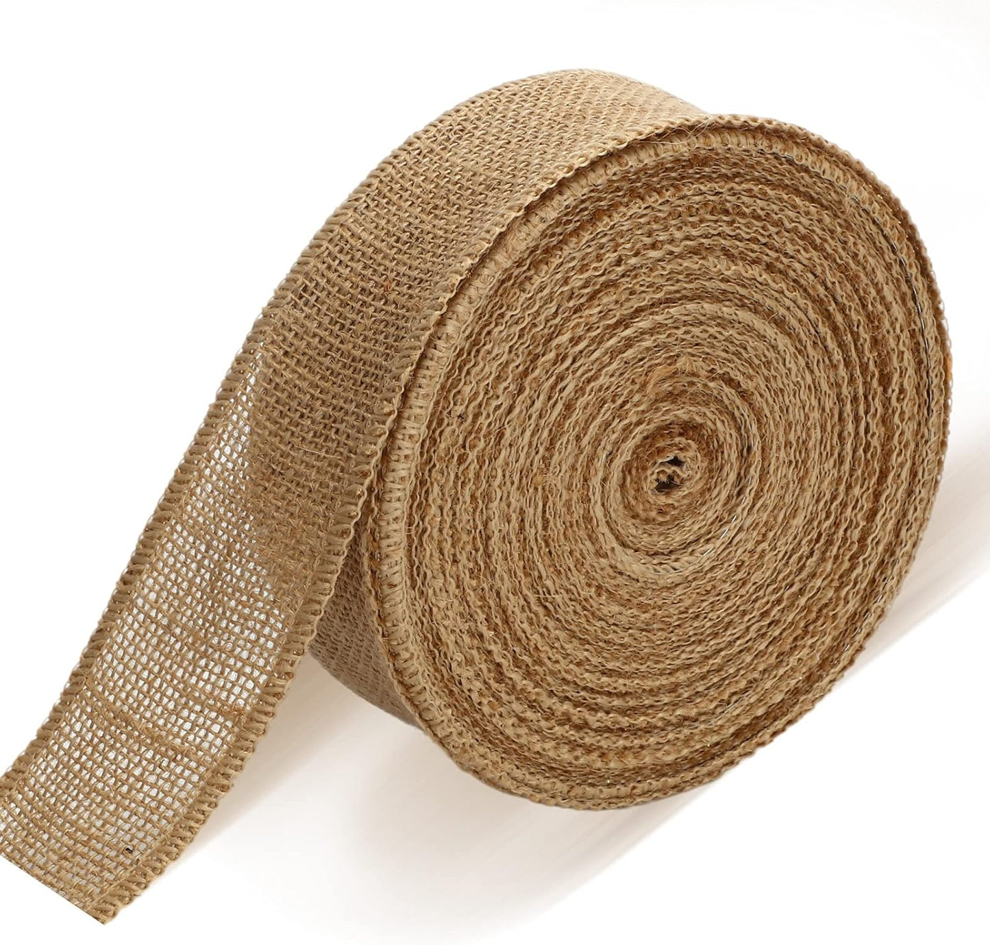 20 Yard 2 Inch Burlap Ribbon Wide Jute Ribbon Burlap Fabric Roll Natural Burlap Wired Edge Ribbon for Wreaths, Christmas Tree Decoration, Big Bow Crafts, Gift Wrapping, Wedding