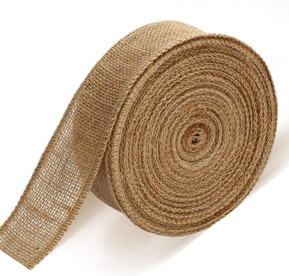 20 Yard 2 Inch Burlap Ribbon Wide Jute Ribbon Burlap Fabric Roll Natural Burlap Wired Edge Ribbon for Wreaths, Christmas Tree Decoration, Big Bow Crafts, Gift Wrapping, Wedding