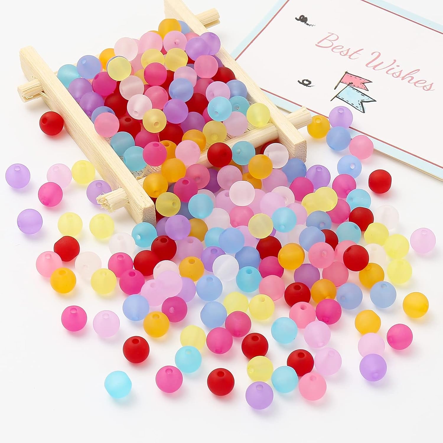 700Pcs Color Beads Frosted Acrylic Color Beads Matte Beads Loose round Bead for Jewelry Making (8Mm)