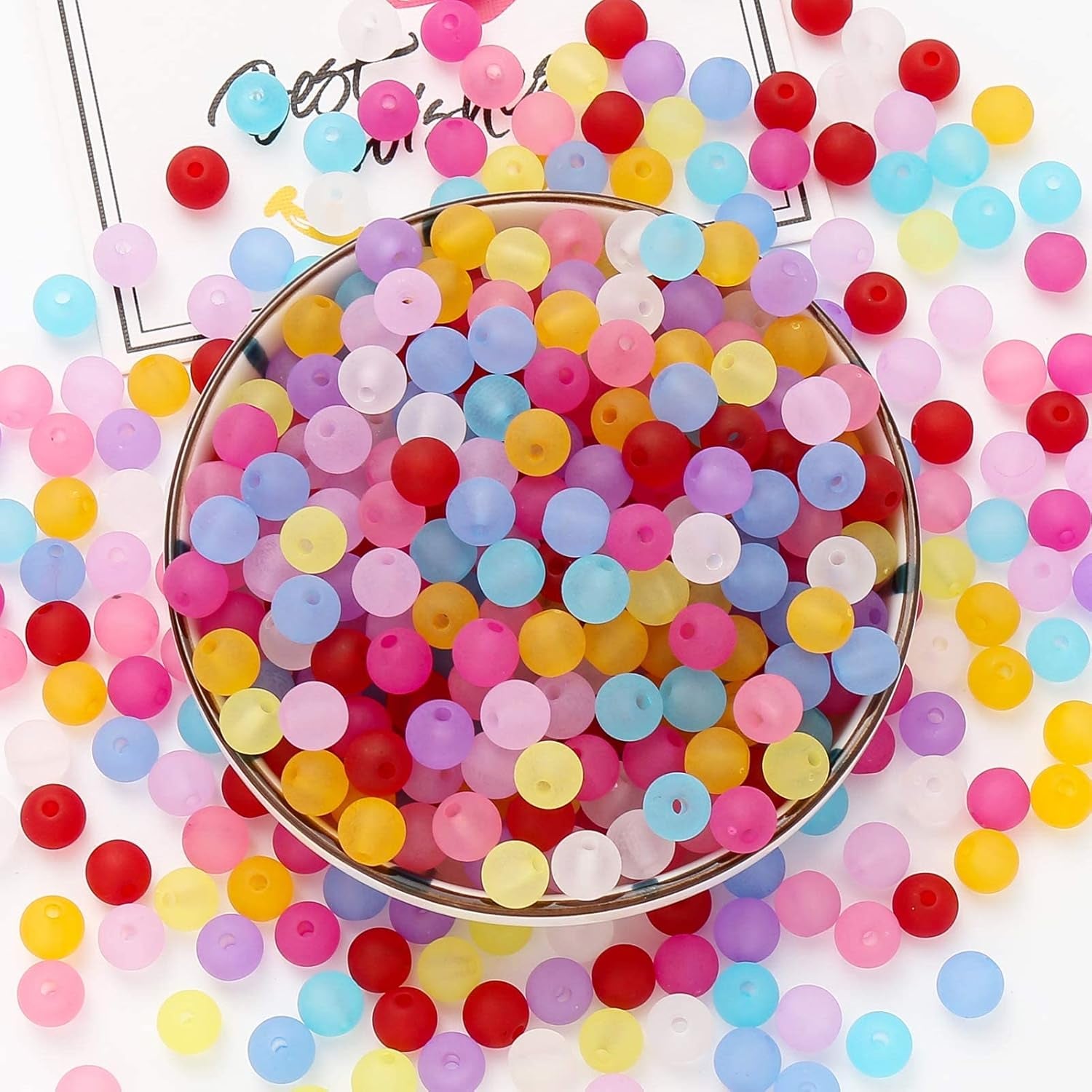 700Pcs Color Beads Frosted Acrylic Color Beads Matte Beads Loose round Bead for Jewelry Making (8Mm)