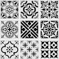 9 Pieces Floor Painting Stencils Large Tile Stencils Wall Drawing Pattern Templates Floor Stencils Kit in 9 Styles for Painting Linoleum Floor Wall Wood Tiles Cement Decor (Simple Style,4 X 4 Inch)