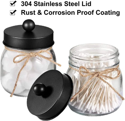 Bathroom Accessories Set 4Pcs, Lotion Soap Dispenser &2 Apothecary Jars &Toothbrush Holder, Bathroom Home Decor Craft, Black
