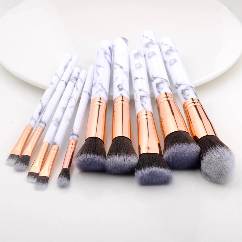 10Pcs Set Makeup Brushes Tool Set Cosmetic Powder Eye Shadow Foundation Blush Blending Beauty Maquiagem Beauty Kit for Party