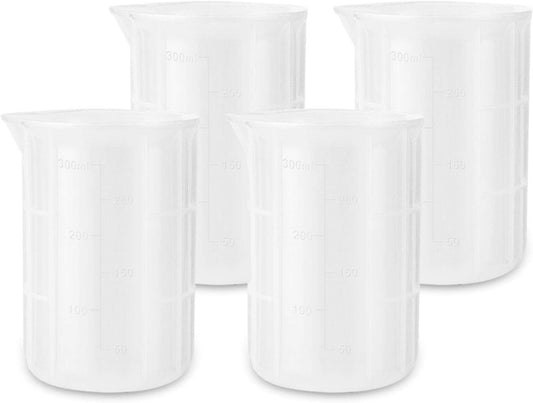 300Ml Mixing Cups for Epoxy Resin, 4PCS Extra Large Silicone Measuring Cups, Reusable, Durable Pour Tool for Casting Molds, Making Stain Jewelry & Cup, Acrylic Paint Pouring, DIY, Art, Craft